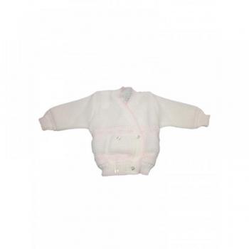 Cardigan scaldacuore incrociatino lana bimba neonato panna rosa