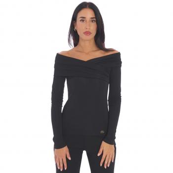 Draped Black Twinset Shirt for Women, Size S