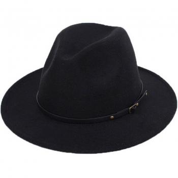 Sombrero Trilby Negro Rojo con Detalle de Lana