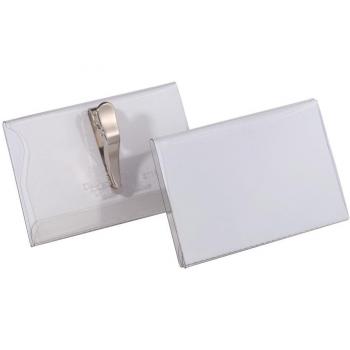 Durable Name Badge 54 x 90 mm with Crocodile Clip Transparent