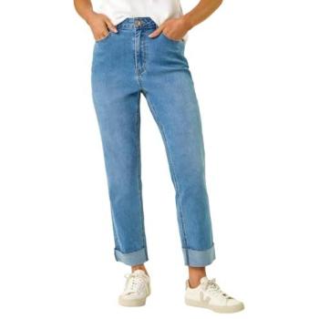 Roman Women's Petite Mid‑Blue Cuffed Pocket Jeans