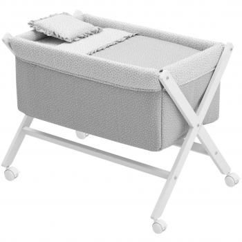 X‑Culla di Legno Une Liberty: Gris/Bianco, 55x87x74 cm