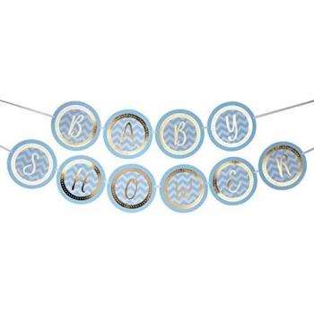 Baby Shower Girlande von Pati‑Versand – Blau, Gold & Glitzer