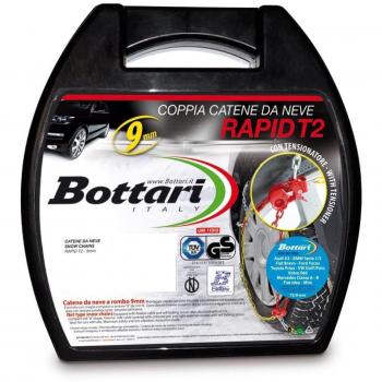 Catene neve auto rapid T2 BOTTARI, misura 075, catena a rombo da 9 mm, omologate TUV GS Onorm