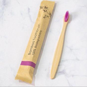 Brosse à dents durable en bambou avec manche souple + emballage papier KRAFT respectueux de l'environnement