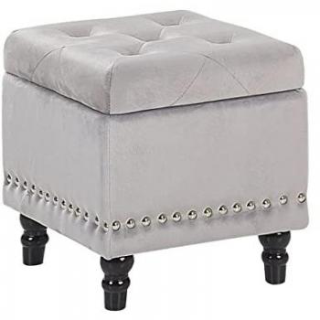 Kids Pouf Dog Face Storage Ottoman Grey Loretto