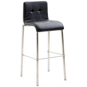 Edelstahl-Barstuhl KADO CLP – 78 cm Sitzhöhe, schwarzer Kunstledertop