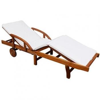 Chaise longue en bois d'acacia avec coussin moelleux