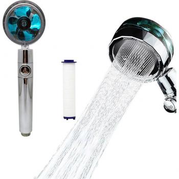Ducha de alta presión con cabezal rotativo 360°, ahorro de agua, material ABS