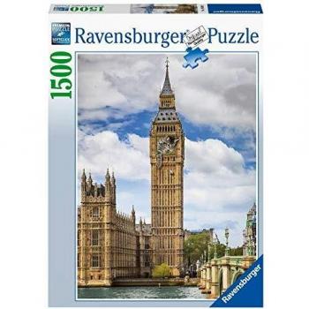 Puzzle 1500 pièces avec l'image d'un chat amusant devant Big Ben, par la marque Ravensburger