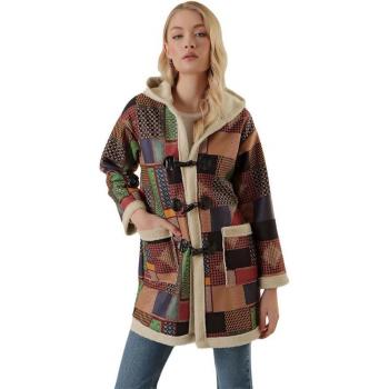 BGDT9099 Fierte Women’s Hooded Brown Plush Coat (Pattern)