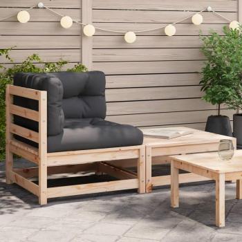 Conjunto de sofá de jardín de esquina con cojines y reposapiés