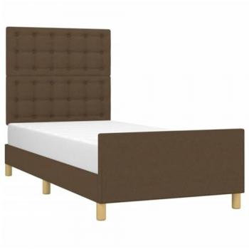 Estructura de cama marrón oscuro 80x200 cm con cabecero de tela