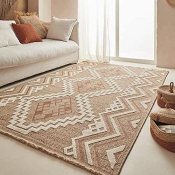 Tapis intérieur/extérieur aspect jute ethnique terra 160x230 cm