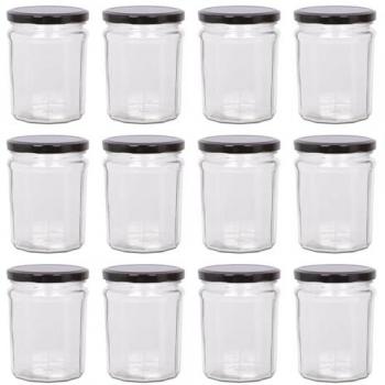 Airtight Black Lid Glass Jam Jars
