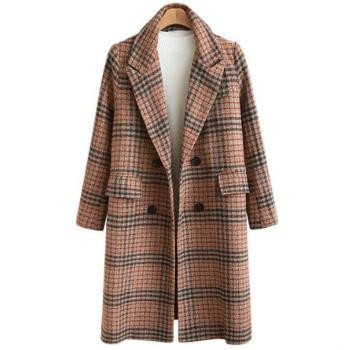 Chaqueta Larga de Cuadros para Mujeres Plus Size
