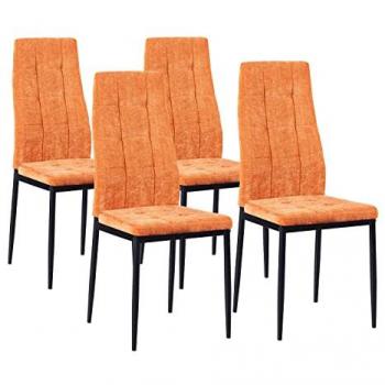 Sillas de tela naranja para cocina