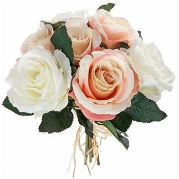 Collezione 7 Rose Invecchiate, Bianco/Rosa – 30 cm