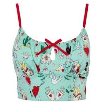 Tijuana Vintage Crop Top – Hell Bunny, Green, XL
