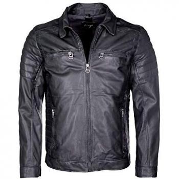 Maze Herren Bikerjacke Leder grau William Gr. M