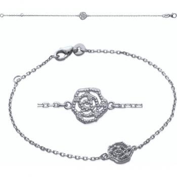 Argento Rosa Romantica K3391 Braccialetto Bianco