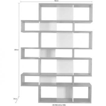 Bibliothèque industrielle 156 × 34 × 220 cm – couleur noyer avec finition blanche