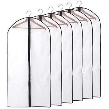 Niviy Kleiderhülle 6 Stück Transparent 60x140 cm Atmungsaktiver Stoff für Sakkos Hemden und Anzüge