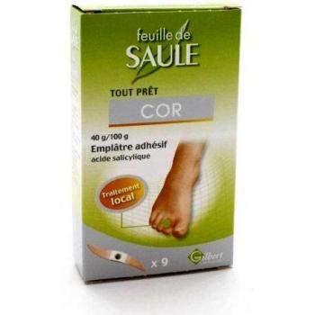 Feuille de Saule Tout Prêt Cor 40 %, Boite de 9 emplâtres adhésifs