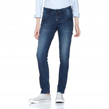 TOM TAILOR Damen Bootcut Jeans Relaxed Tapered, Mittelblau, W31/L32