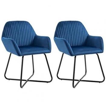 Sillas de comedor de terciopelo azul (set de 2 unidades)