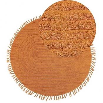 Beliani Halfeti Rundteppich orange Baumwolle ⌀ 140 cm mit Fransen