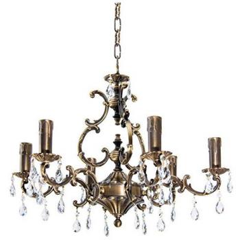 Licht-Erlebnisse Pendelleuchte VENEZIA, ohne Leuchtmittel, Hängeleuchte aus Messing Jugendstil E14 Wohnzimmer Esszimmer