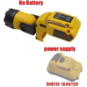 Linterna LED portátil con cargador USB para batería Dewalt DCB120 10,8 V 12V