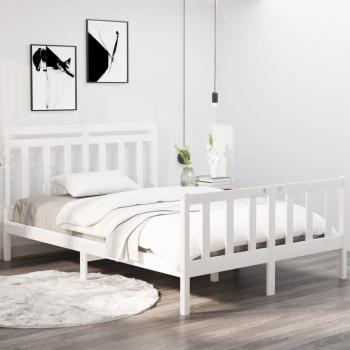 Lit en Bois Massif Blanc 120x190 cm Petit Double
