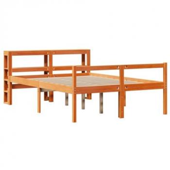 Wax Brown Bed Frame with Headboard 160x200 cm