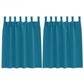 Rideaux en Polyester Turquoise avec Anneaux 2 Pcs