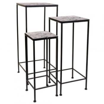 WANDERLUST DECO Set 3 soportes de macetas de metal negros