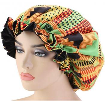 Extra Large Satin Night Cap with African Patterns