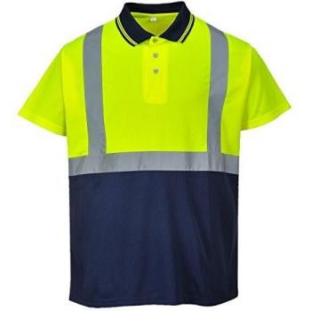 PORTWEST S479 Hi-Vis POLO SHIRT 2-Tone YELLOW NAVY High Visibility Work Top XXL