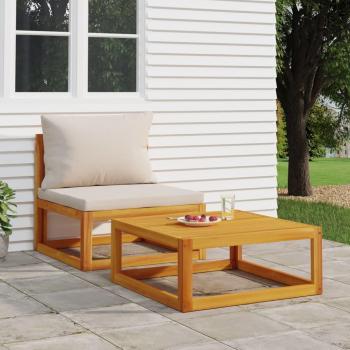 Mobilier de jardin 2 pcs bois d'acacia avec coussins