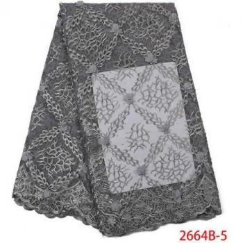 African 3D Flower Lace Fabric with Applique and Stones for Dresses KS2664B-1