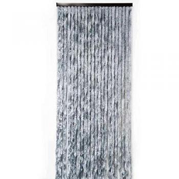 Rideau Chenille Gris 90x220cm Traité Anti UV