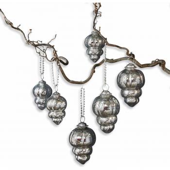 Lot 6 décorations festives Manot – style vintage argenté