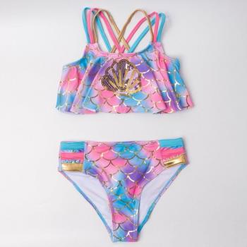 Tissu bain 2 pièces sirène pastel pour enfants