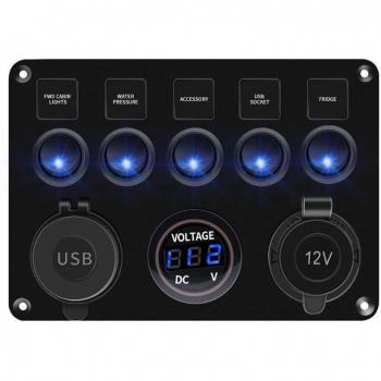 Voltímetro Digital Dual USB 12V – Impermeable, Interruptor Basculante LED