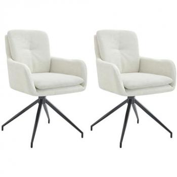 Duo de Chaises Pickett en Tissu Crème pour Salle à Manger