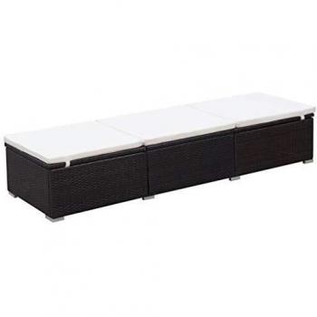 Lettino Prendisole con Cuscino in Polyrattan Marrone cod mxl 24959