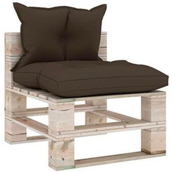 Outdoor Paletten-Mittelsofa mit Kissen aus Kiefernholz