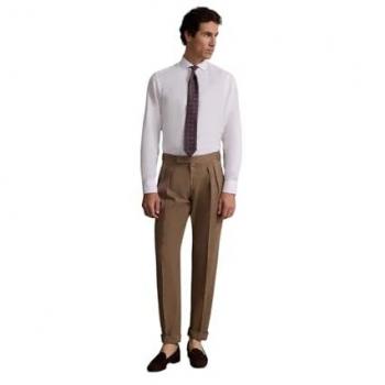 Silbon Pantalón de traje para hombre color marrón espiga