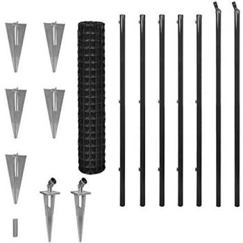 VidaXL Sistema di Divisorio Euro con Picchetti 10x1,5 m in Acciaio Grigio